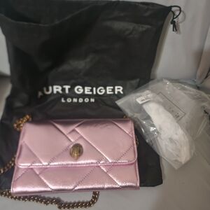 Brand New Kurt Geiger Metallic Pink Crossbody Bag